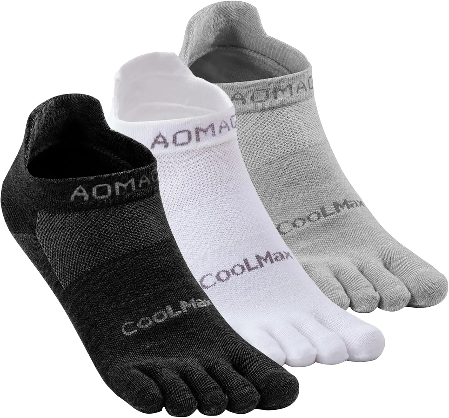Toe Socks for Men and Women Athletic Running Coolmax Five Finger Ankle/Quarter Socks Breathable Lightweight, 3 Pairs