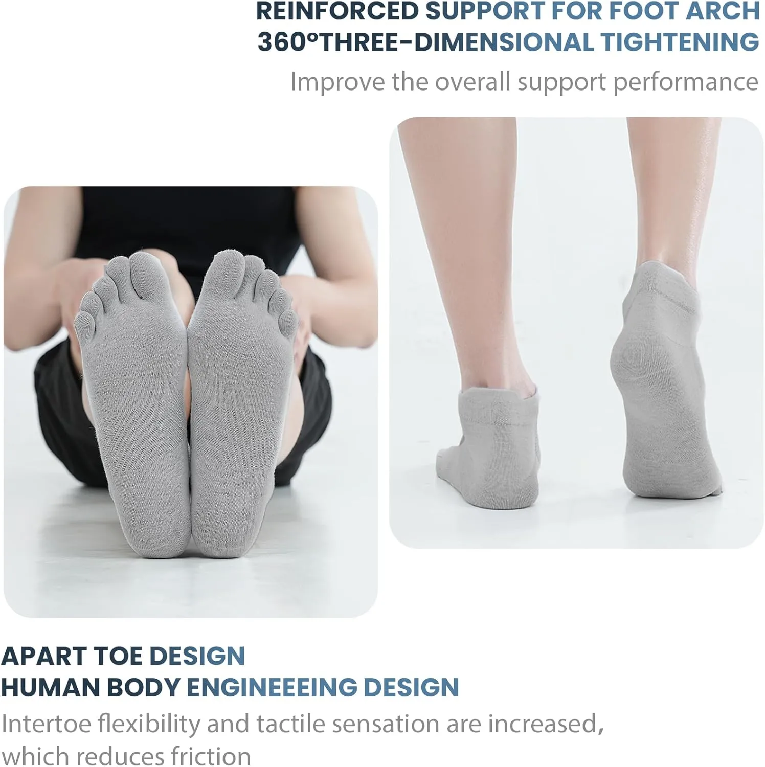 Toe Socks for Men and Women Athletic Running Coolmax Five Finger Ankle/Quarter Socks Breathable Lightweight, 3 Pairs