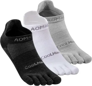 Toe Socks for Men and Women Athletic Running Coolmax Five Finger Ankle/Quarter Socks Breathable Lightweight, 3 Pairs