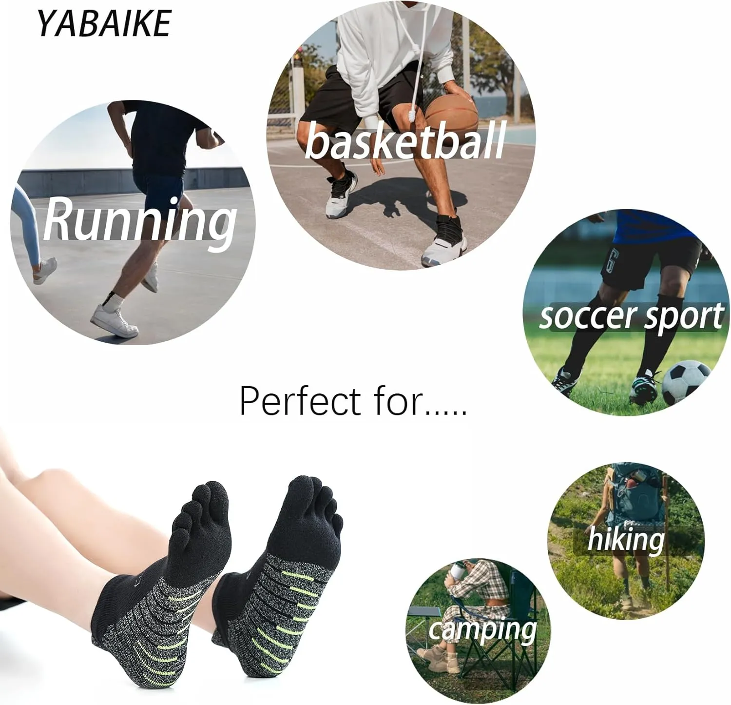 Toe Socks for Men and Women Cushioned Cool-max Running Socks Athletic Ankle Five Finger Socks (3 Pack)