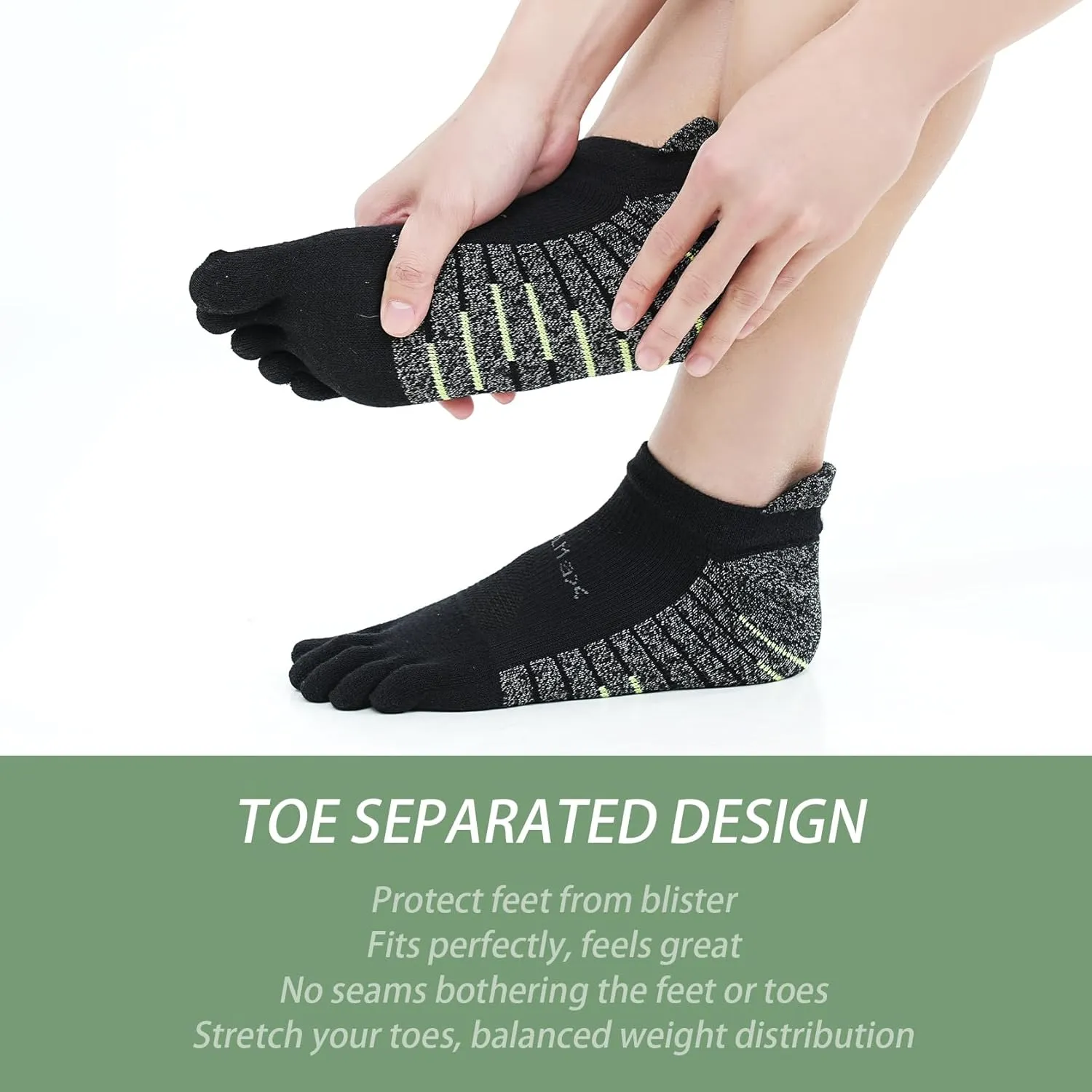 Toe Socks for Men and Women Cushioned Cool-max Running Socks Athletic Ankle Five Finger Socks (3 Pack)