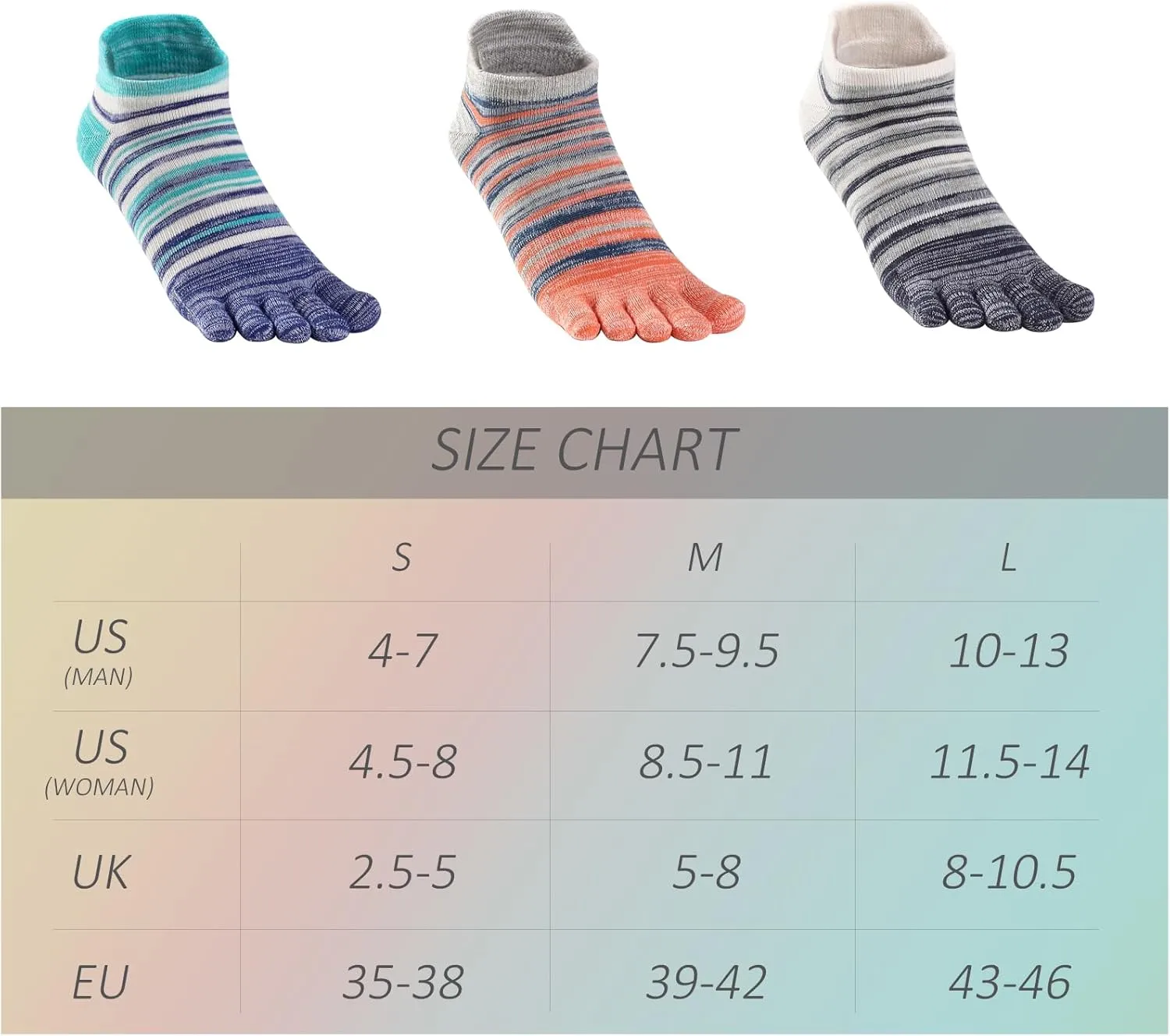 Toe Socks for Men Women 3 Pairs Ankle Running Socks Cotton Breathable Five Finger Socks