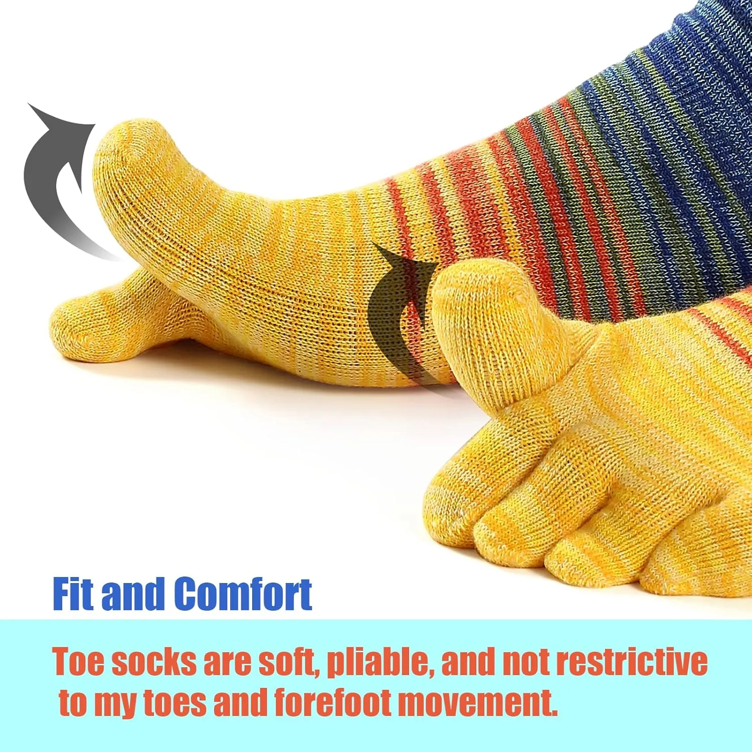 Toe Socks for Men Women 3 Pairs Ankle Running Socks Cotton Breathable Five Finger Socks