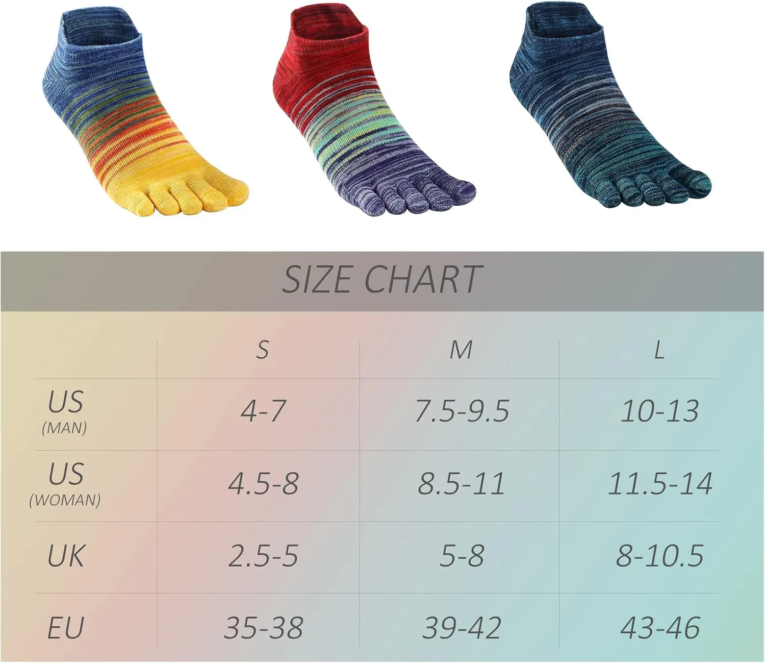 Toe Socks for Men Women 3 Pairs Ankle Running Socks Cotton Breathable Five Finger Socks