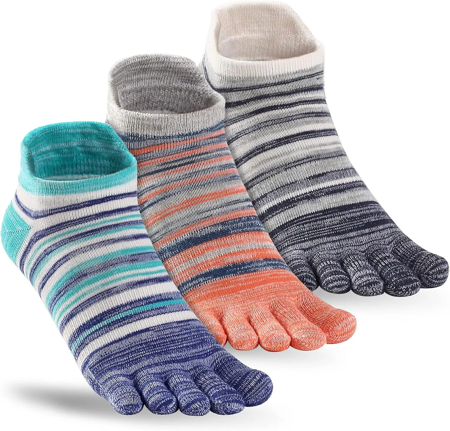 Toe Socks for Men Women 3 Pairs Ankle Running Socks Cotton Breathable Five Finger Socks