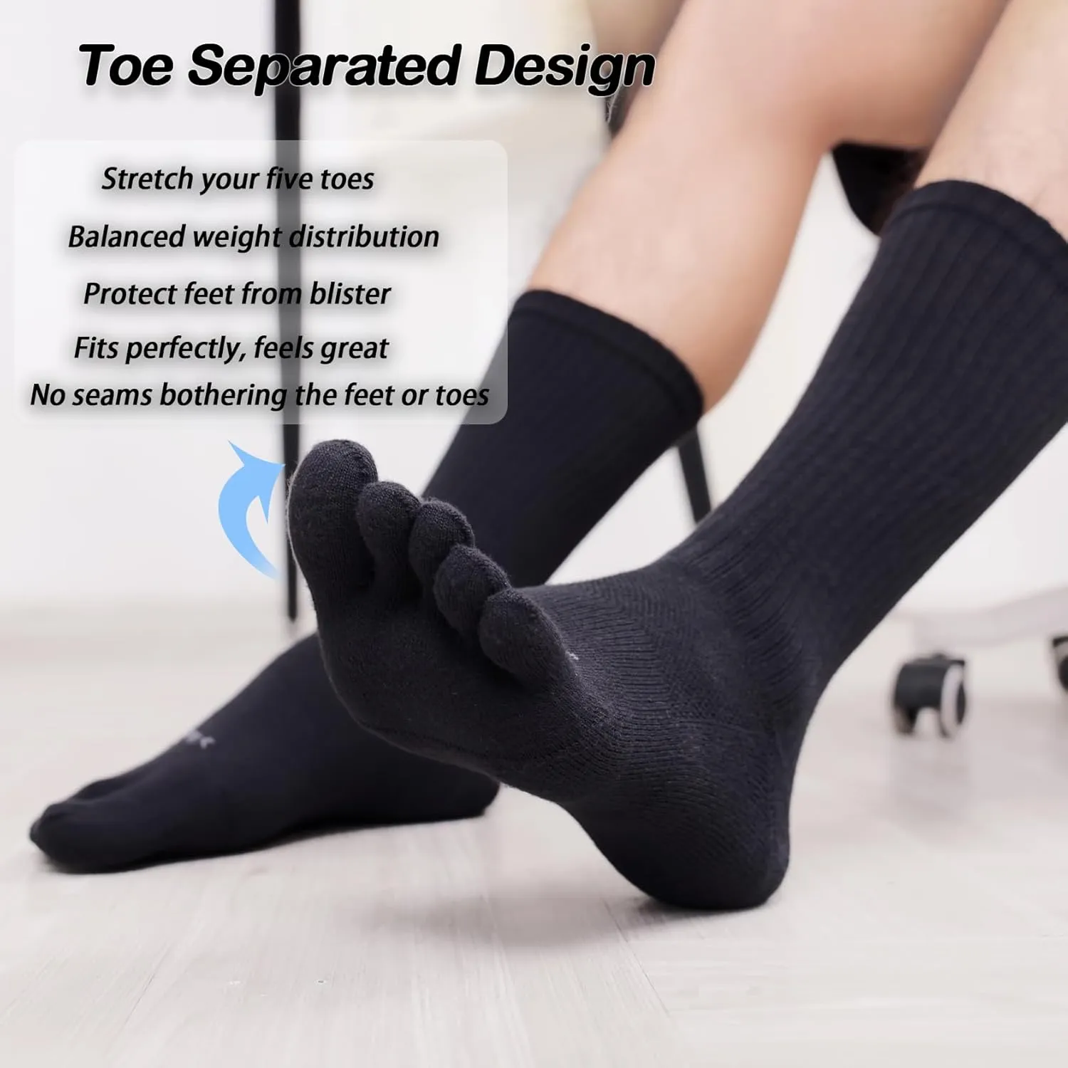 Toe Socks for Men Women Coolmax Crew Socks 3 Pairs Running Socks Athletic Breathable Five Finger Socks