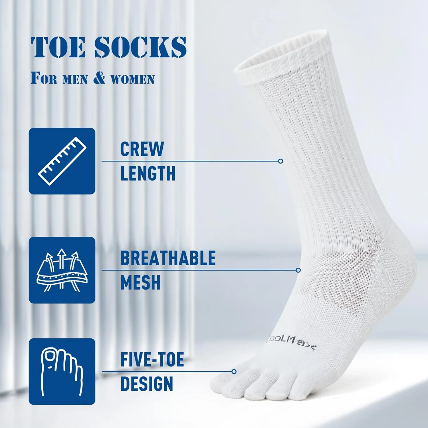 Toe Socks for Men Women Coolmax Crew Socks 3 Pairs Running Socks Athletic Breathable Five Finger Socks