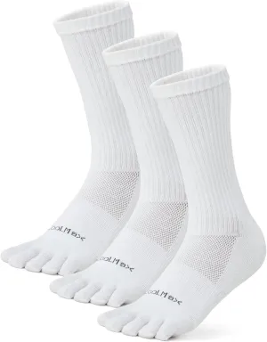 Toe Socks for Men Women Coolmax Crew Socks 3 Pairs Running Socks Athletic Breathable Five Finger Socks