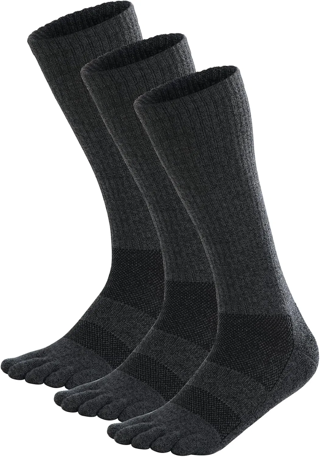 Toe Socks for Men Women Coolmax Crew Socks 3 Pairs Running Socks Athletic Breathable Five Finger Socks