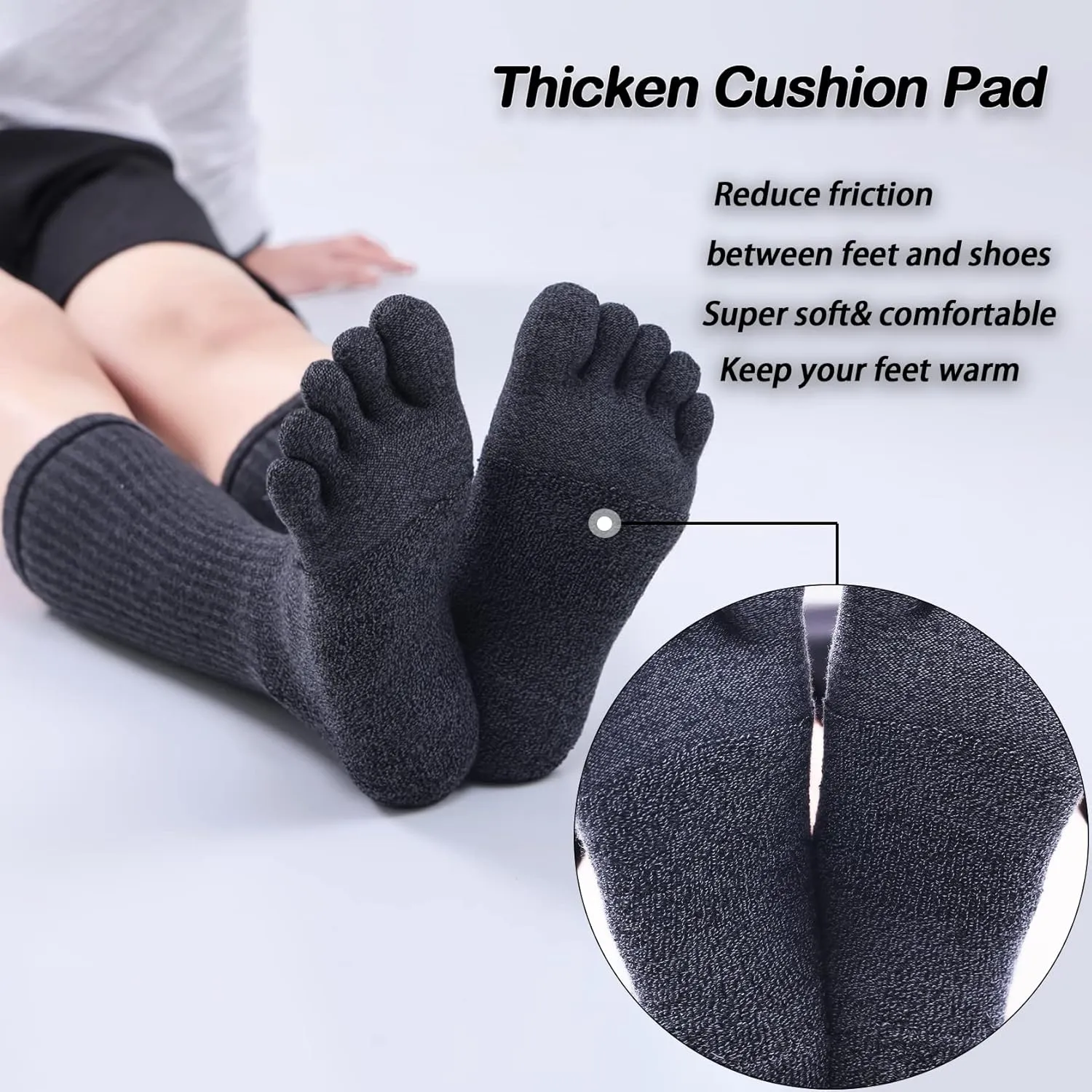 Toe Socks for Men Women Coolmax Crew Socks 3 Pairs Running Socks Athletic Breathable Five Finger Socks