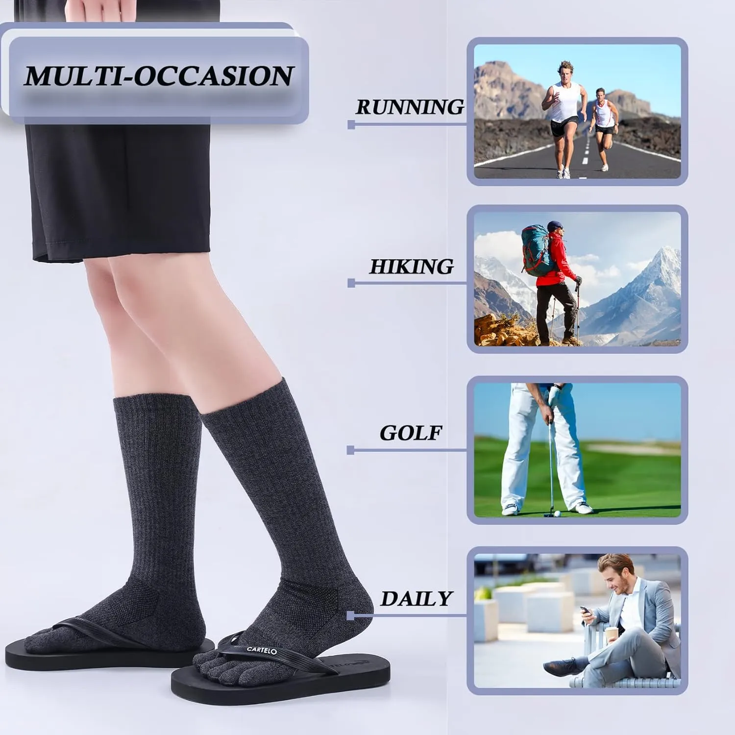 Toe Socks for Men Women Coolmax Crew Socks 3 Pairs Running Socks Athletic Breathable Five Finger Socks