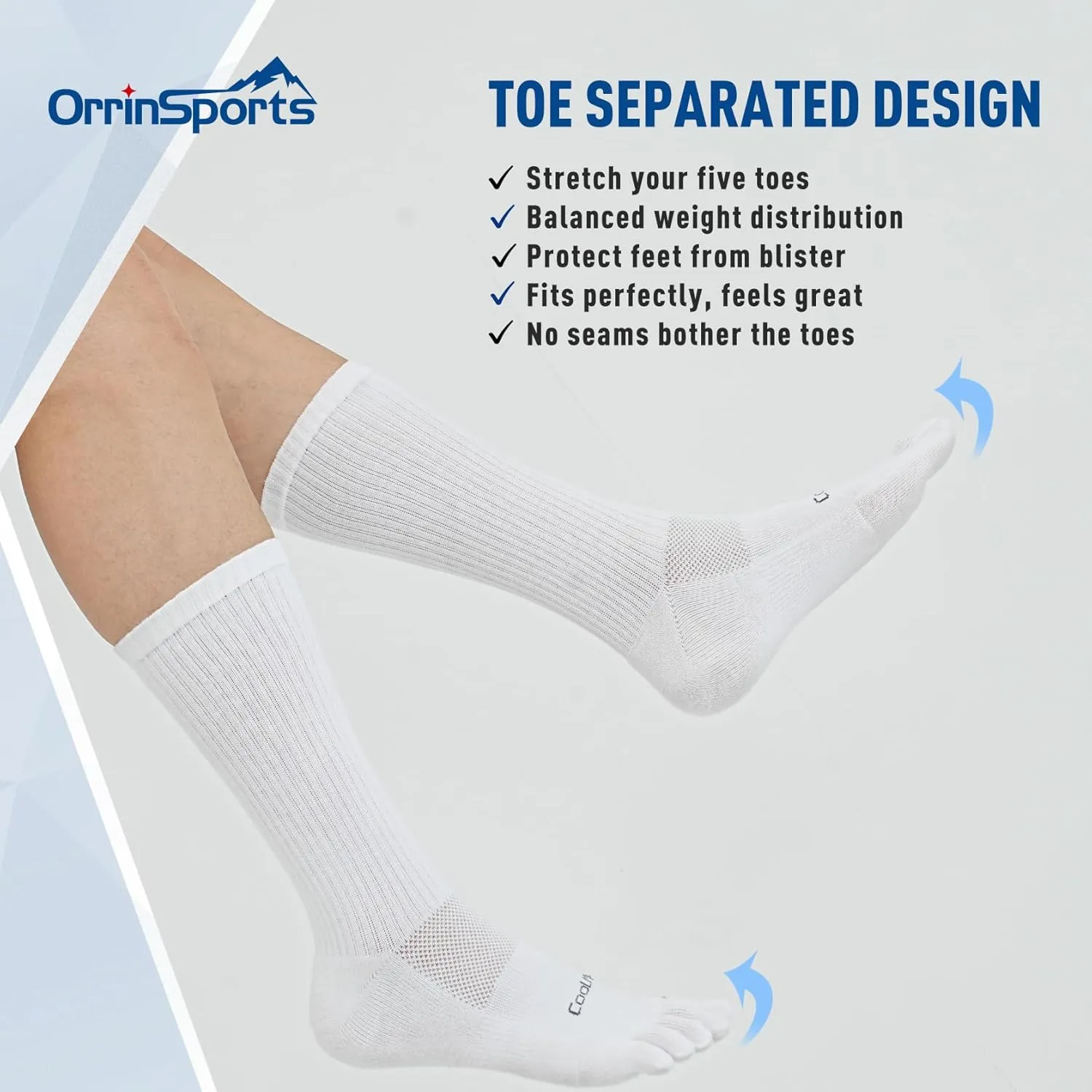 Toe Socks for Men Women Coolmax Crew Socks 3 Pairs Running Socks Athletic Breathable Five Finger Socks