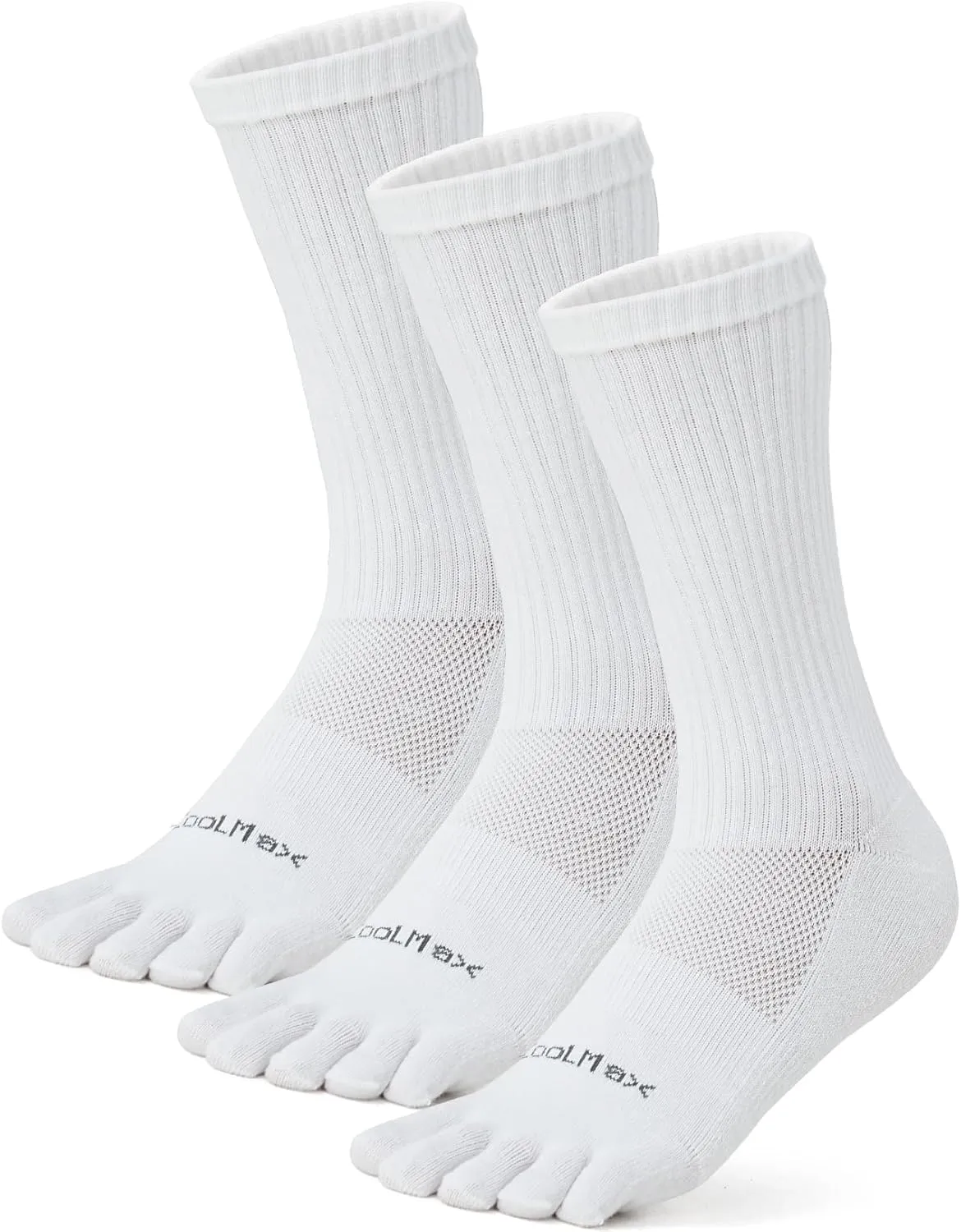 Toe Socks for Men Women Coolmax Crew Socks 3 Pairs Running Socks Athletic Breathable Five Finger Socks