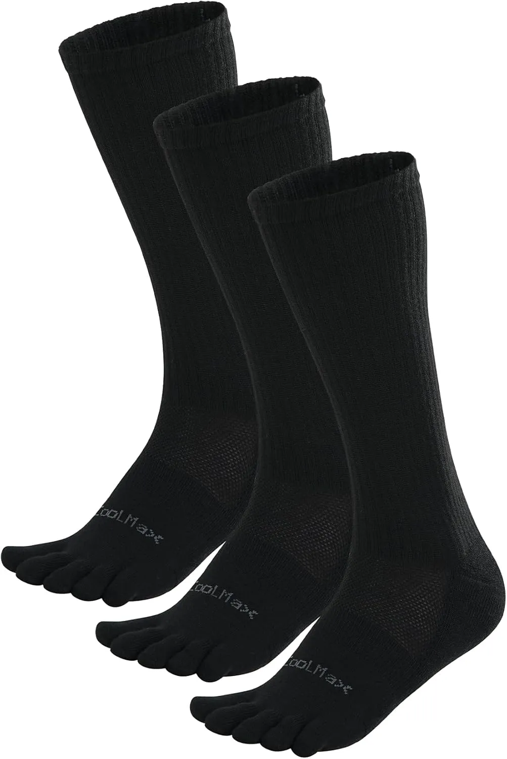 Toe Socks for Men Women Coolmax Crew Socks 3 Pairs Running Socks Athletic Breathable Five Finger Socks