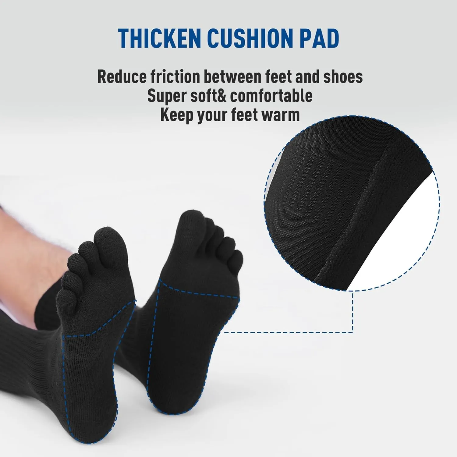 Toe Socks for Men Women Coolmax Crew Socks 3 Pairs Running Socks Athletic Breathable Five Finger Socks