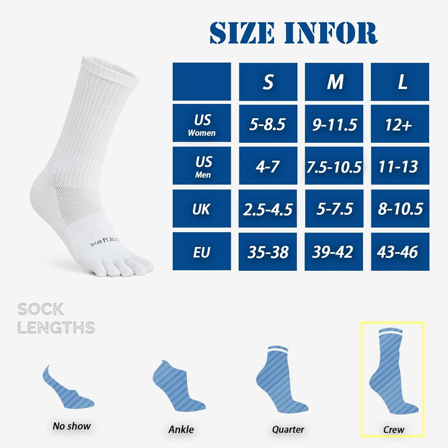 Toe Socks for Men Women Coolmax Crew Socks 3 Pairs Running Socks Athletic Breathable Five Finger Socks