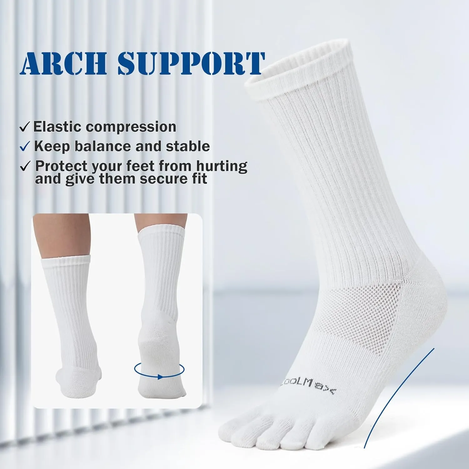 Toe Socks for Men Women Coolmax Crew Socks 3 Pairs Running Socks Athletic Breathable Five Finger Socks