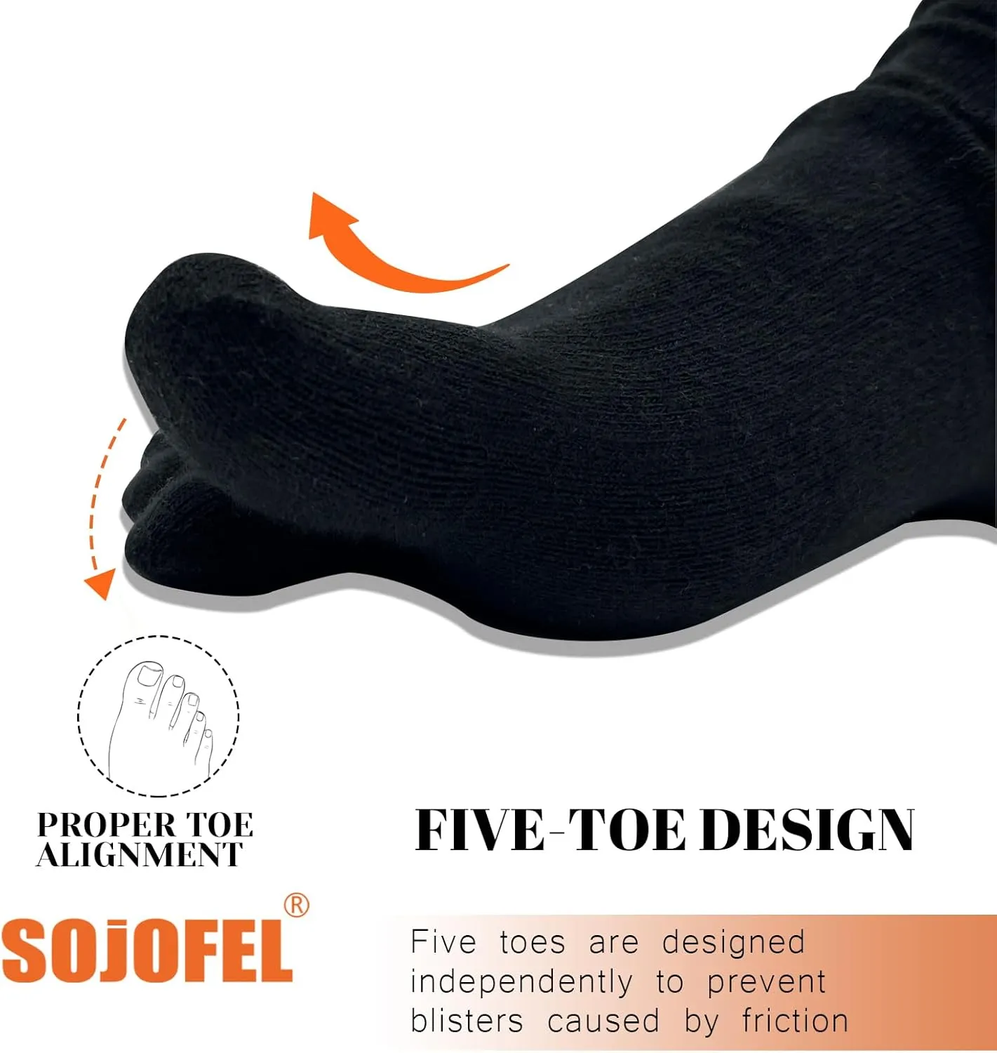 Toe Socks for Men Women - Five Finger Socks Cotton Crew Breathable for Athletic Running Sports 5 Pairs 9-13