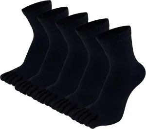 Toe Socks for Men Women - Five Finger Socks Cotton Crew Breathable for Athletic Running Sports 5 Pairs 9-13