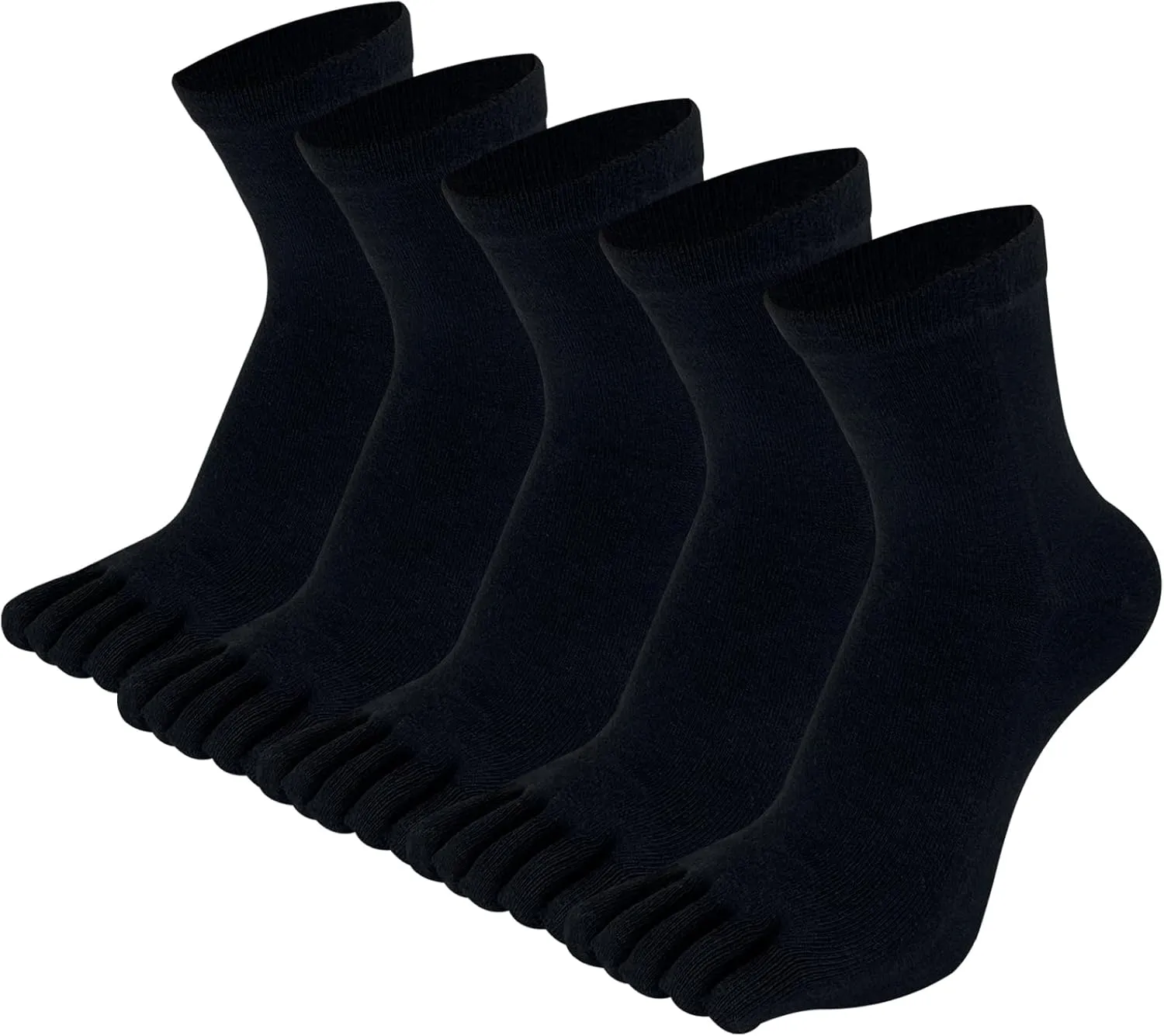 Toe Socks for Men Women - Five Finger Socks Cotton Crew Breathable for Athletic Running Sports 5 Pairs 9-13