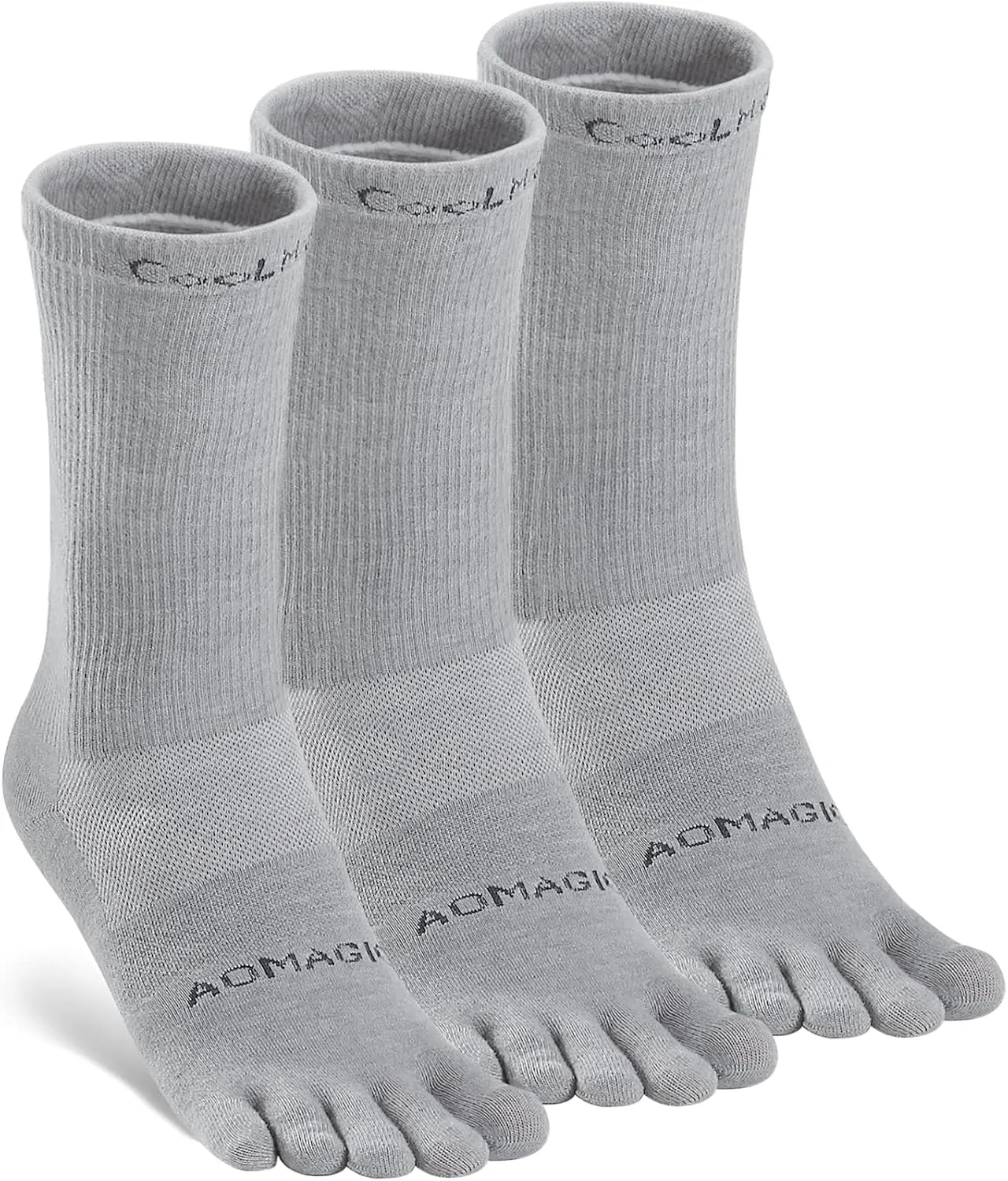 Toe Socks Men Women Athletic Running Coolmax Five Finger Crew Socks Comfortable Breathable Lightweight 3-Pairs