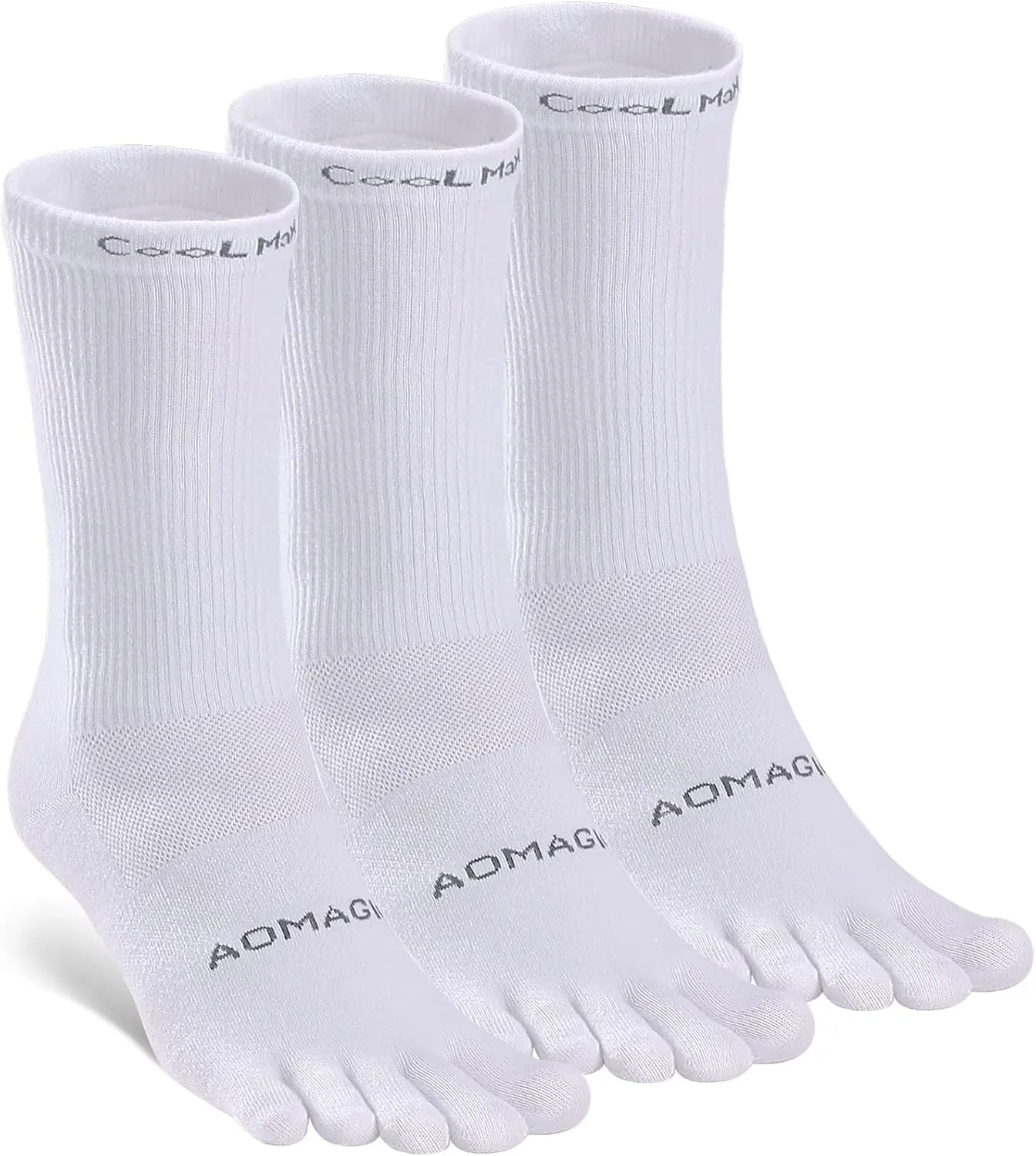 Toe Socks Men Women Athletic Running Coolmax Five Finger Crew Socks Comfortable Breathable Lightweight 3-Pairs