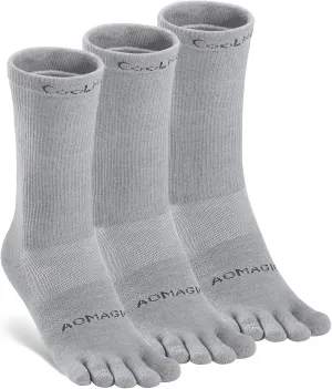 Toe Socks Men Women Athletic Running Coolmax Five Finger Crew Socks Comfortable Breathable Lightweight 3-Pairs