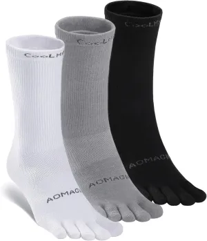 Toe Socks Men Women Athletic Running Coolmax Five Finger Crew Socks Comfortable Breathable Lightweight 3-Pairs