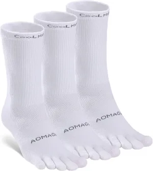 Toe Socks Men Women Athletic Running Coolmax Five Finger Crew Socks Comfortable Breathable Lightweight 3-Pairs