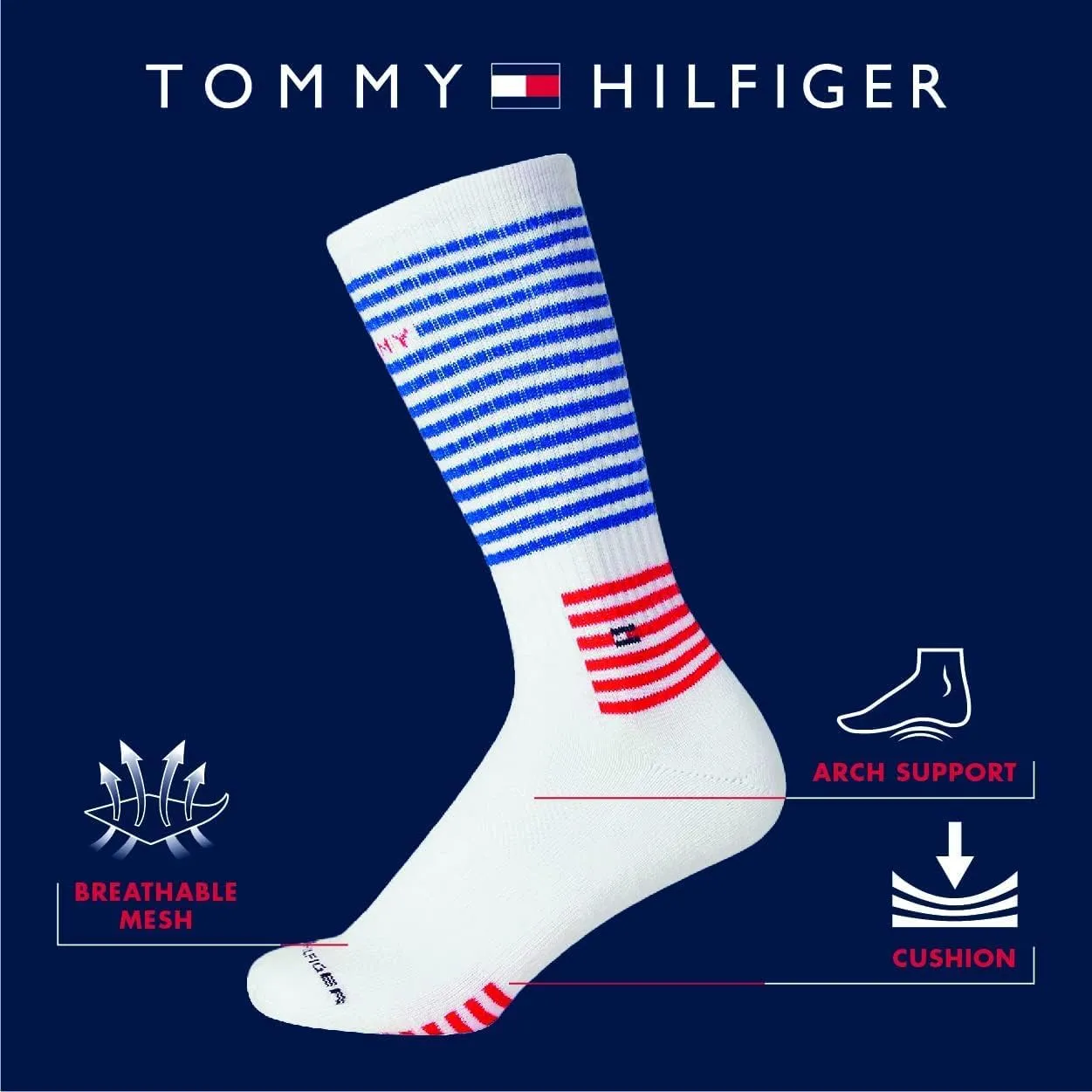 Tommy Hilfiger Men's Athletic Socks - Cushioned Crew Socks (10 Pack)