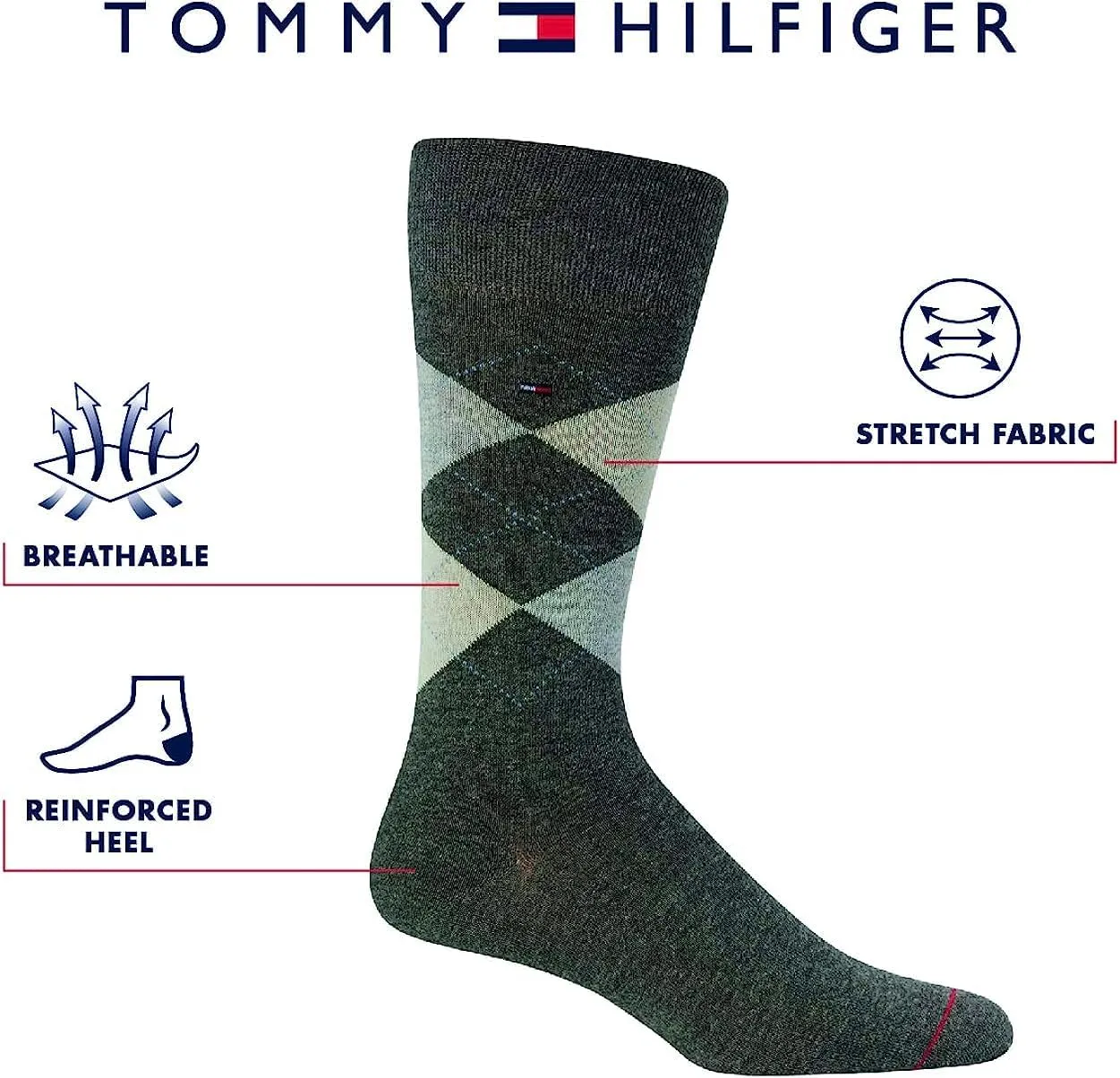 Tommy Hilfiger Men's Breathable Comfort Stretch Crew Socks - 4 Pack