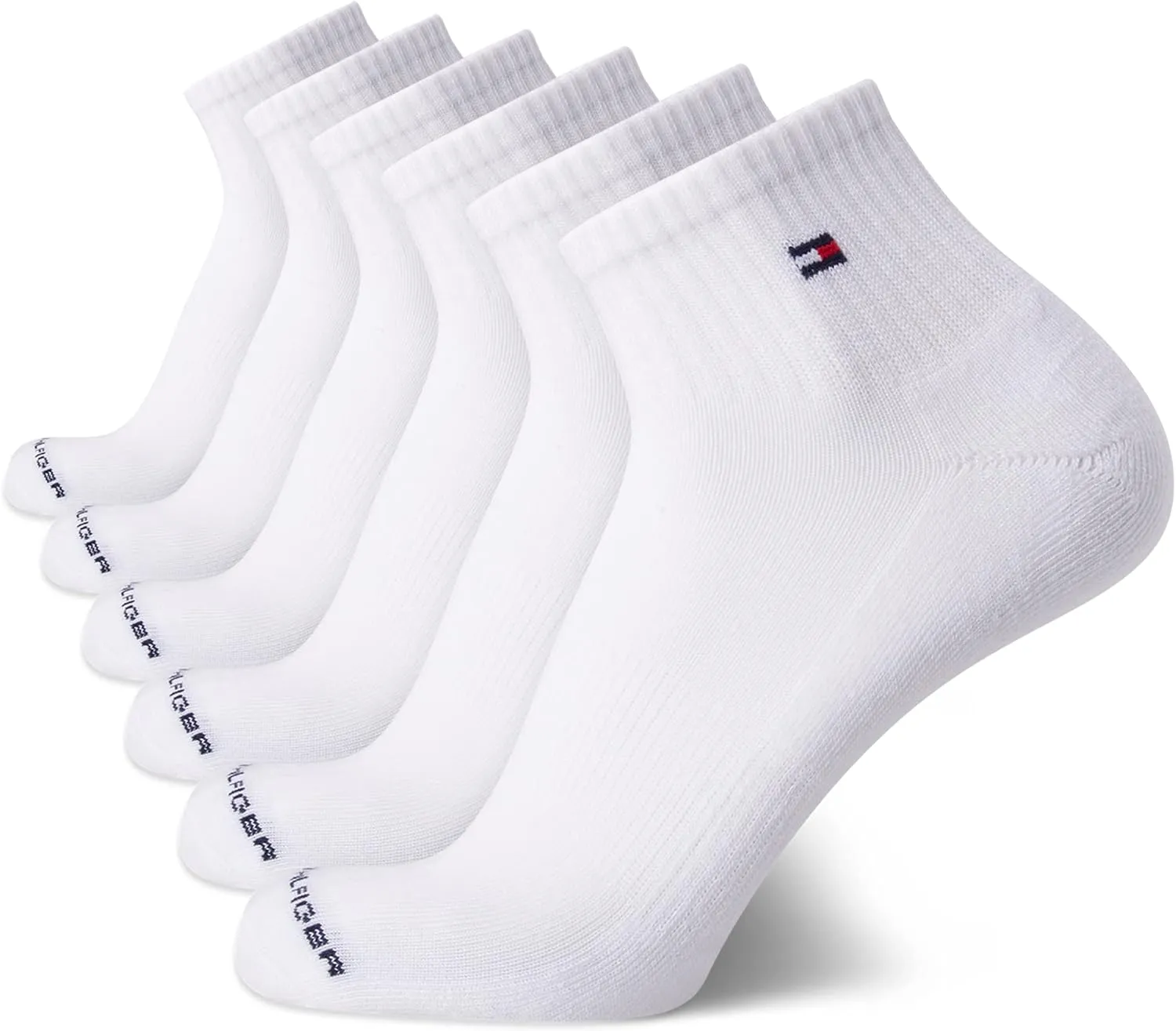 Tommy Hilfiger Men's Quarter Socks - 6 Pack Performance Cushion Comfort Socks - Breathable Athletic Socks for Men (7-12)