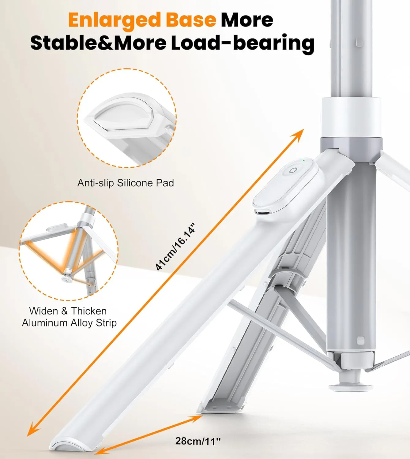 TONEOF 70" Automatic Tripod,Auto-Open Phone Tripod Stand with Magnetic Rechargable Remote,360° Vertical & Horizontal Rotatable Travel Tripod,Stable Cell Phone Tripod for iPhone/Android(White)