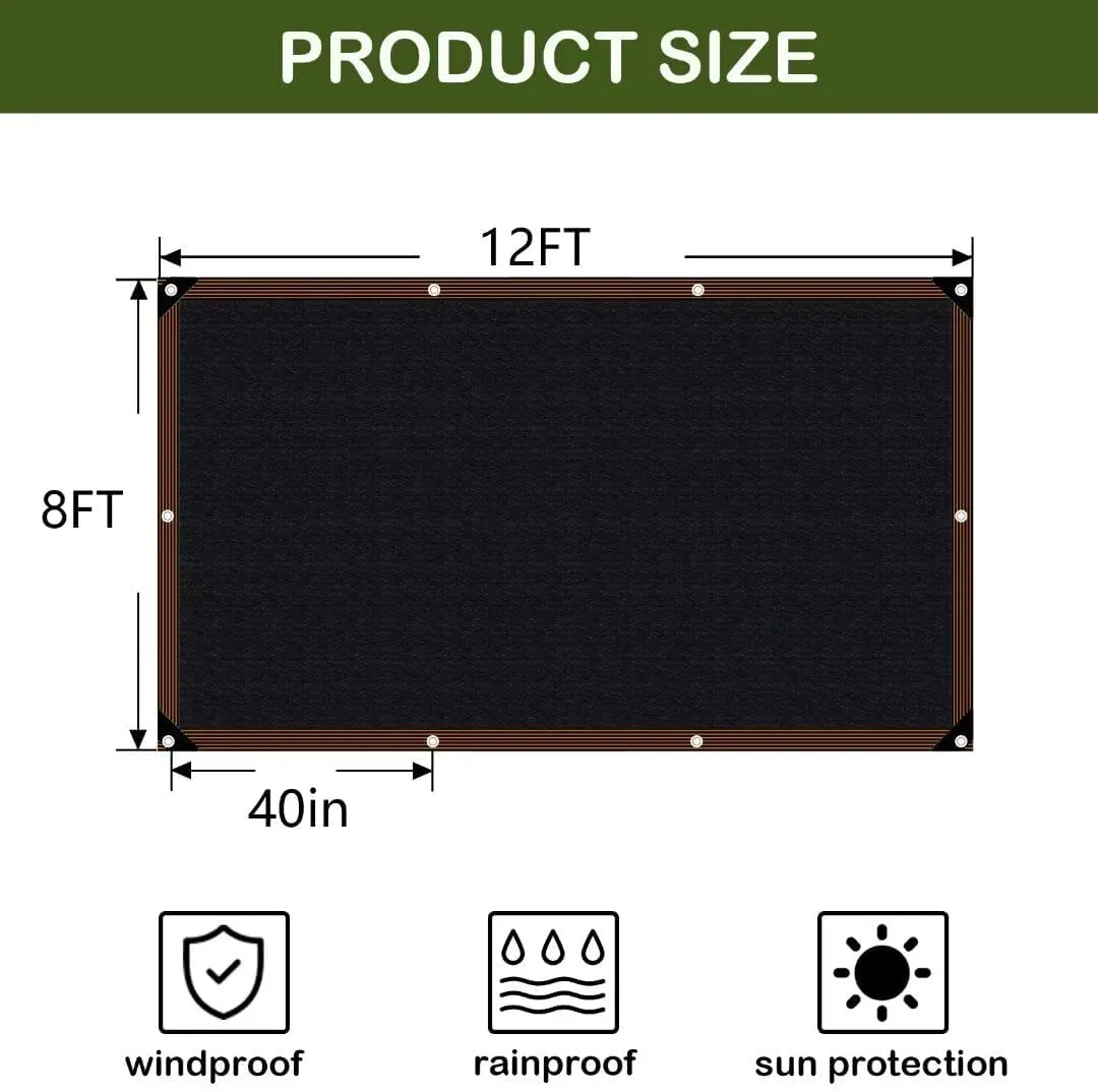 TOTOZAKUL Shade-Cloth-70% for Garden Plants 8x12 FT, Black Sun-Block Shade Cover Mesh Tarp with Grommets Sun Shade Canopy for Outdoor Pergola Patio Flower Lawn Kennel Chicken Coop