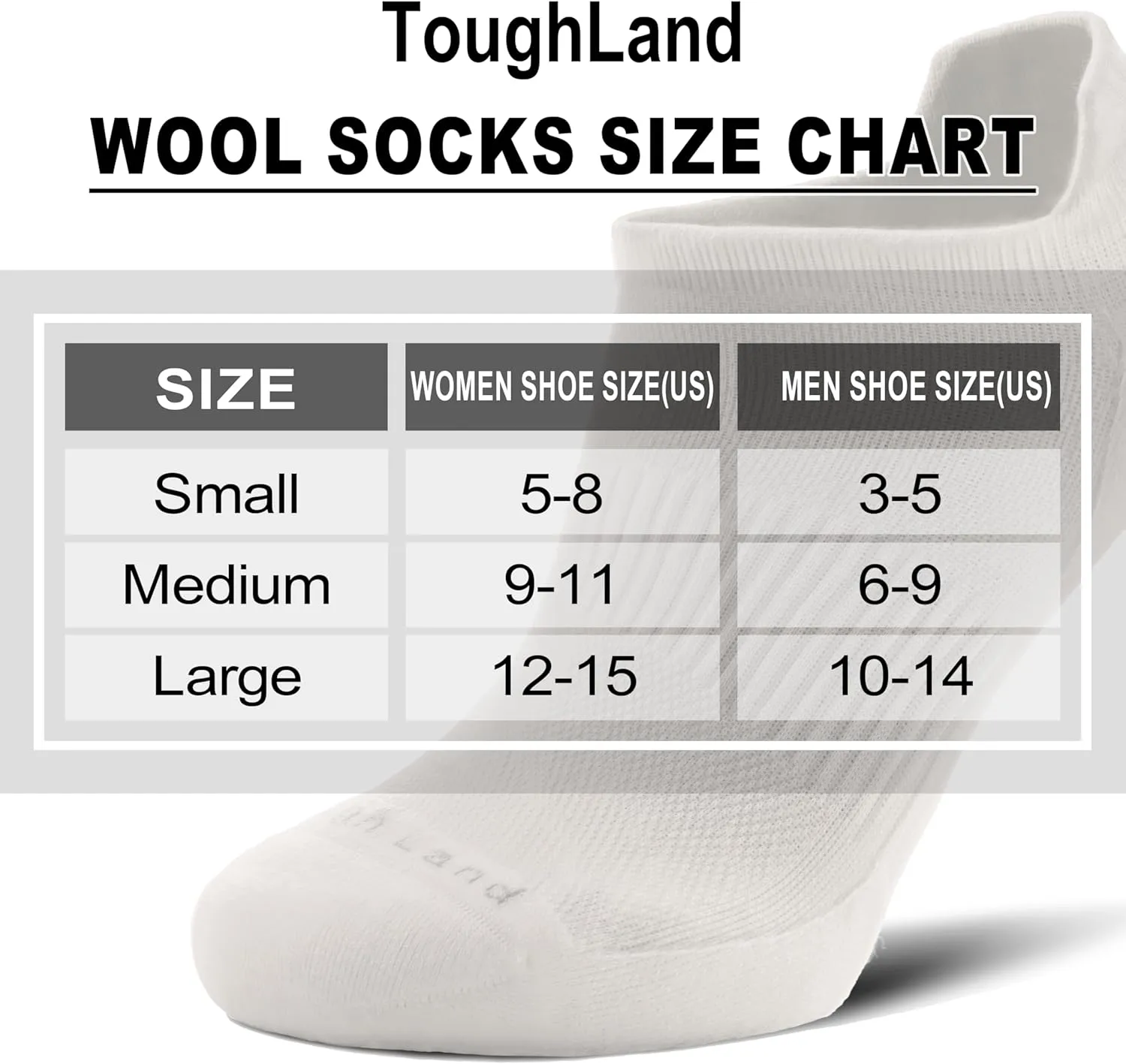 Toughland Merino Wool Socks for Men & Women – 80% Merino Wool, No Show, Lightweight, Cushioned for Running, Hiking