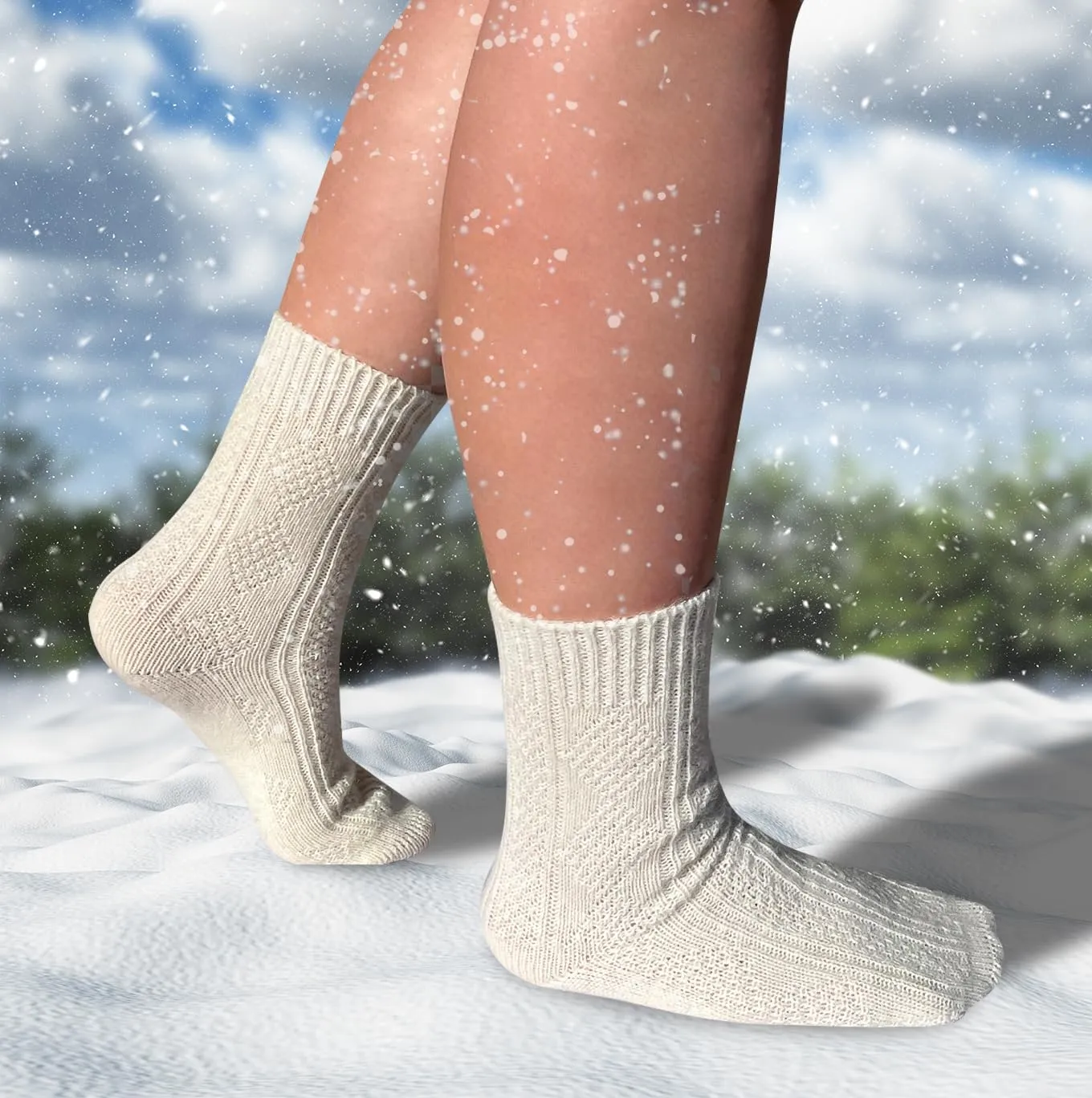 Traditional Vintage Motif Merino Wool Thick Boot Warm Hiking Socks Women and Men Outdoor Athlete Warm Suitable Winter