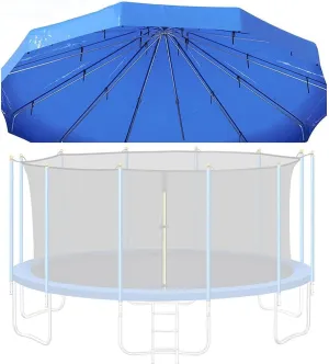 Trampoline Canopy with Frame, Water-Proof U.V30 Trampoline Tent Awning Outdoor Sports Trampoline Cover for Trampolines Accessories - Blue
