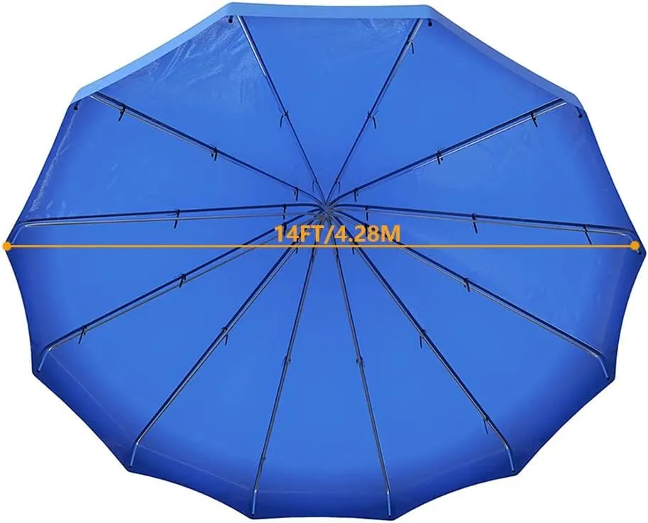 Trampoline Canopy with Frame, Water-Proof U.V30 Trampoline Tent Awning Outdoor Sports Trampoline Cover for Trampolines Accessories - Blue