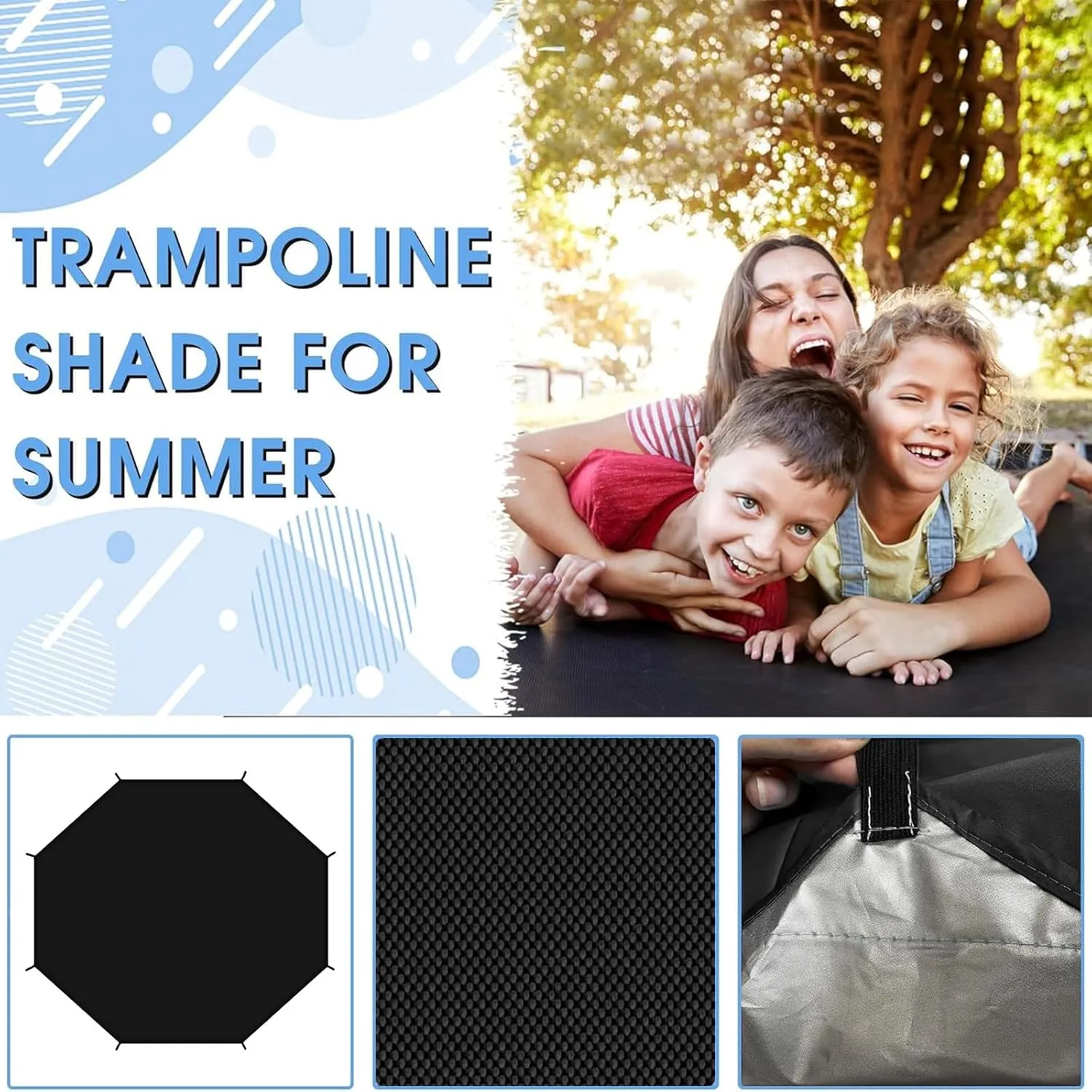 Trampoline Shade Cover, Outdoor Sun-Protection Trampolines Canopy, Trampoline Tent Protective Cover, Easy to Install, Trampolines Sunshade Accessories for Outdoor Backyard Playground