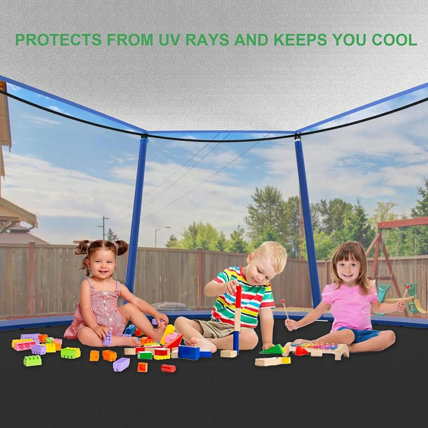 Trampoline Shade Cover, Outdoor Sun-Protection Trampolines Canopy, Trampoline Tent Protective Cover, Easy to Install, Trampolines Sunshade Accessories for Outdoor Backyard Playground