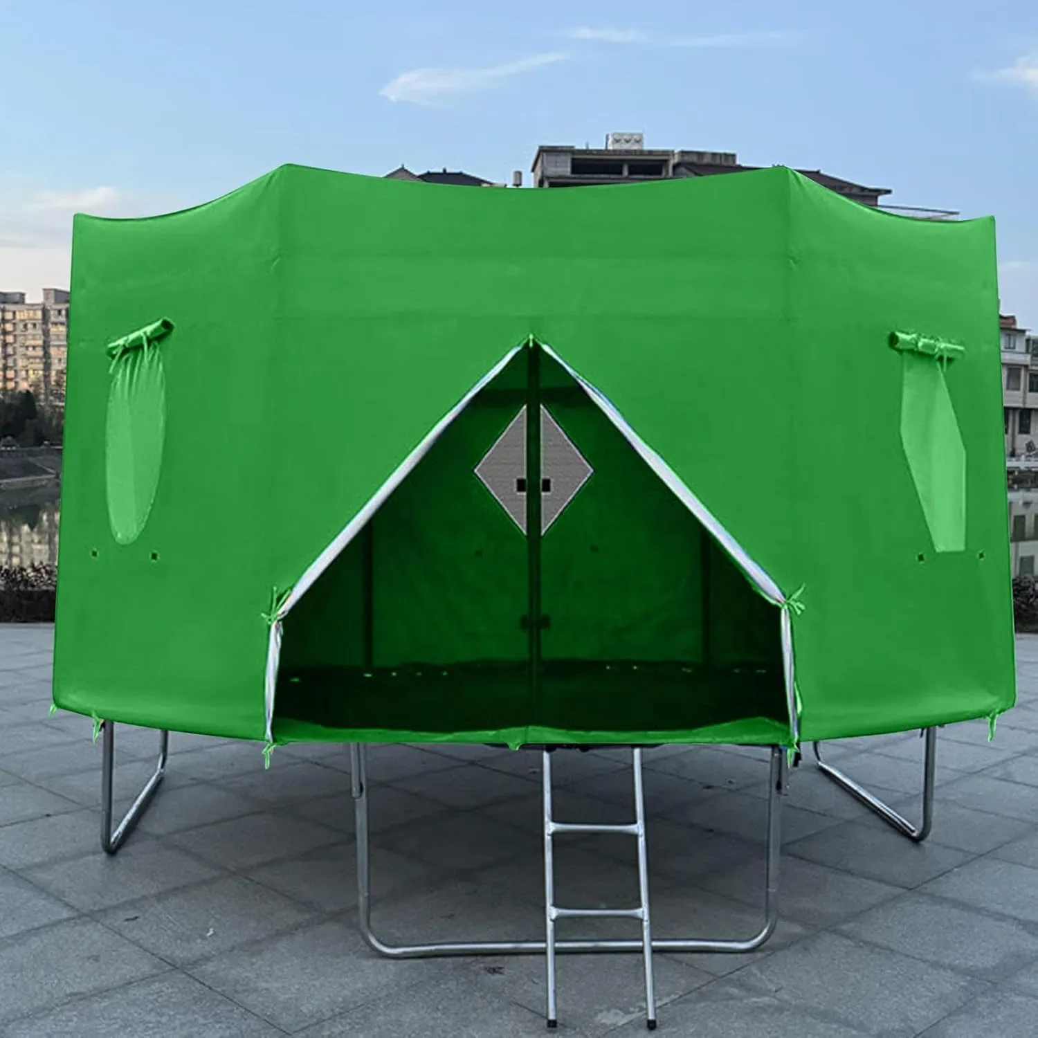 Trampoline Sun Shade Cover,Trampoline Tent Cover,UV-Resistant Trampoline Protection Awning Trampoline Outdoor Cover,Multipurpose Trampoline Canopy Trampoline Sun Cover for 6 Poles Trampoline
