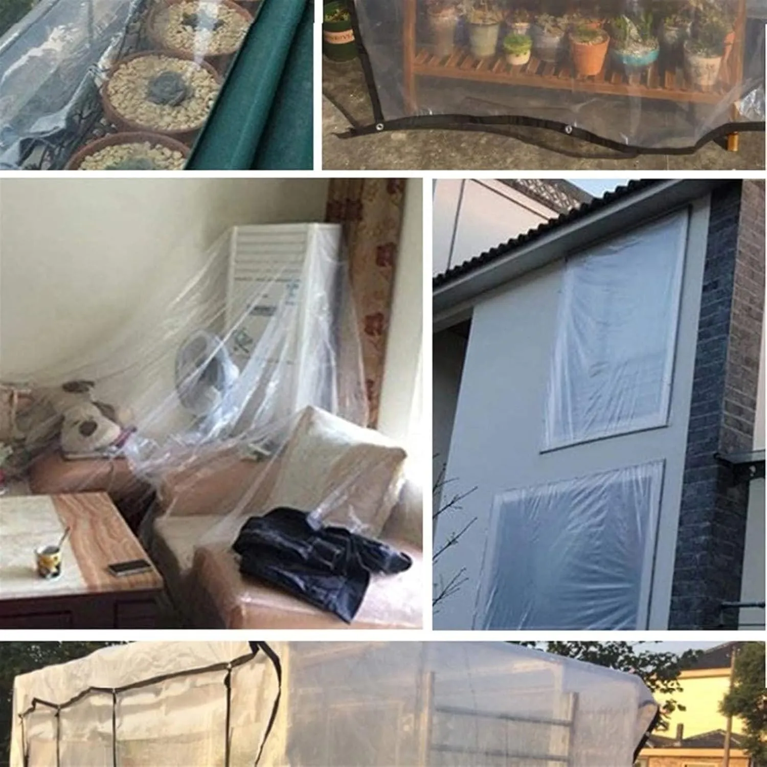 Transparent Tarpaulin, Garden Clear Waterproof Tarp Anti Freezing Rainproof Film Cloth Insulation Canopy PE Plastic Cover(12' x 15')