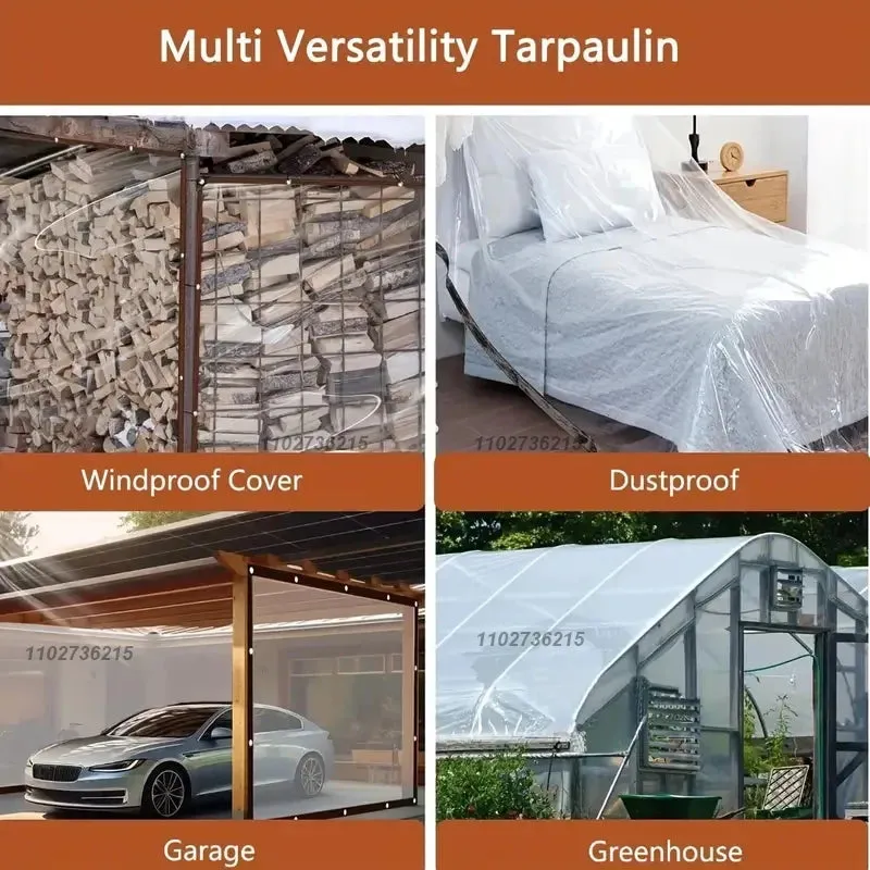 Transparent Waterproof Tarpaulin Garden Rainproof Clear Poly Tarp Plant Cover Insulation Shed Cloth with Grommets
