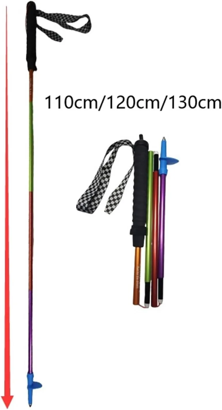 Travel Trekking Pole Foldable Telescopic Light Hiking Trekking Poles Strong Outdoor Aluminum Alloy Trekking Poles Outdoor Activities(G,130cm)