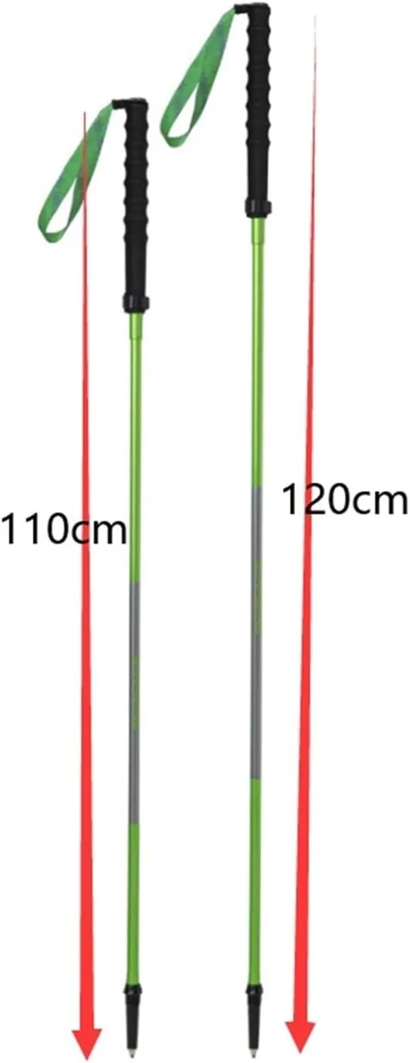Travel Trekking Pole Lightweight Foldable Hiking Trekking Poles Adjustable Aluminum Alloy with EVA Handle Grip Outdoor Activities(Yellow,110cm)