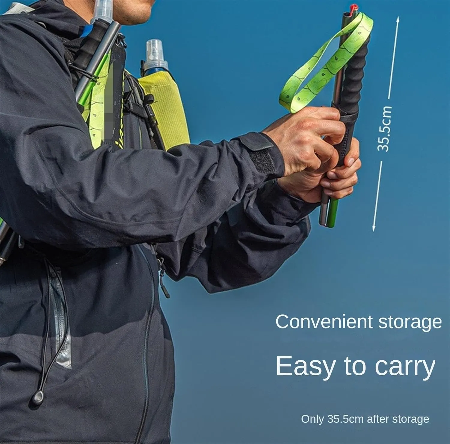 Travel Trekking Pole Lightweight Foldable Hiking Trekking Poles Adjustable Aluminum Alloy with EVA Handle Grip Outdoor Activities(Yellow,110cm)
