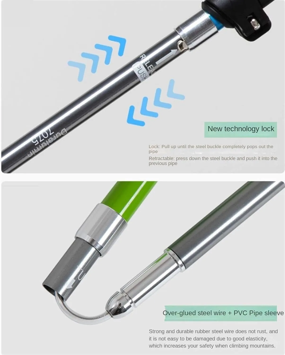 Travel Trekking Pole Outdoor Aluminum Trekking Poles Telescopic Climbing Pole Foldable Portable Hiking Sticks Outdoor Activities(Blue)