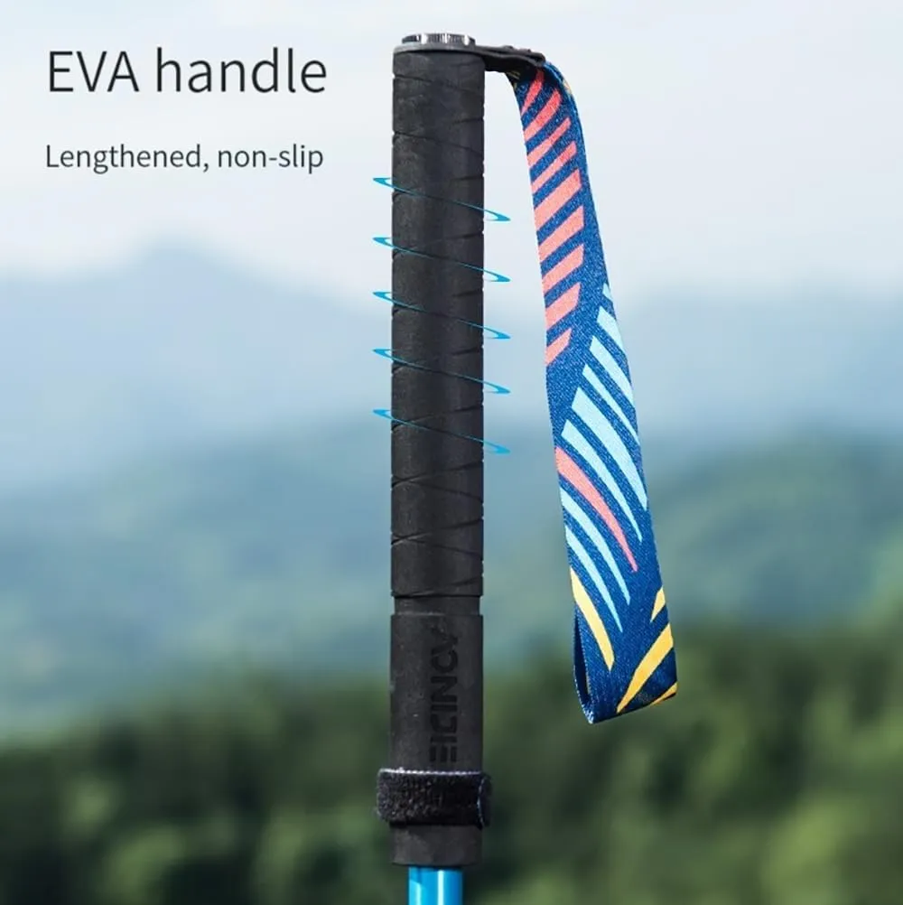 Trekking Poles -2 Ultralight Collapsible Aluminum Hiking Poles with Anti-Shock and Quick Lock System, Folding Walking Sticks for Hiking, Camping(B#Aluminum-Rainbow-130cm)