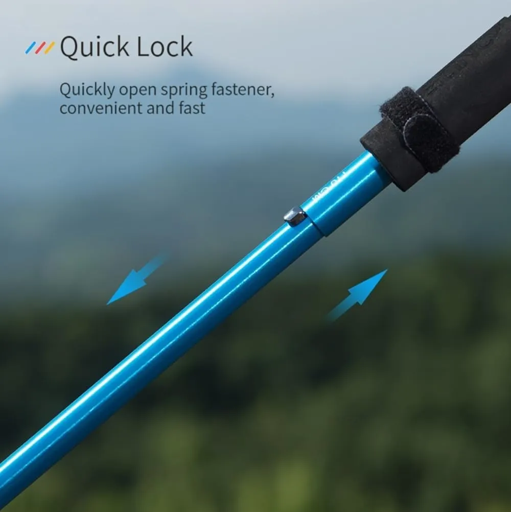 Trekking Poles -2 Ultralight Collapsible Aluminum Hiking Poles with Anti-Shock and Quick Lock System, Folding Walking Sticks for Hiking, Camping(B#Aluminum-Rainbow-130cm)