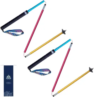 Trekking Poles -2 Ultralight Collapsible Aluminum Hiking Poles with Anti-Shock and Quick Lock System, Folding Walking Sticks for Hiking, Camping(B#Aluminum-Rainbow-130cm)